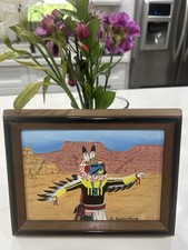 Abel Sakiestewa Original Hopi Painting Kwahu Eagle Kachina Signed W/ Provenance picture