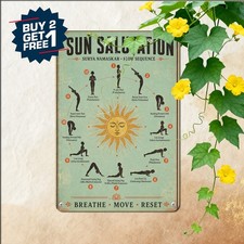 Sun Salutation Yoga Poses Modern Minimalism Metal Sign Fitness Studio Plaque picture