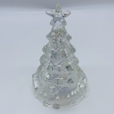Vintage Studio Art Glass Clear Iridecent Christmas Tree 6”T 4”W picture