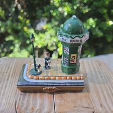 Paris Newspaper Kiosk Limoges French Porcelain Hand painted Trinket Box picture