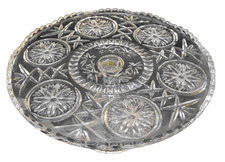 Crystal D'Adriana D'Arlene Lead Crystal Cut Glass Cake Stand Flower Medallion picture
