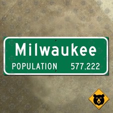 Wisconsin Milwaukee city limit 2017 road highway sign 27x10 picture