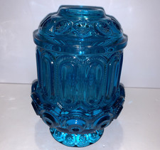 Vtg LE Smith Blue Moon and & Stars Fairy Lamp L.E. Cut Glass Candle Holder Light picture