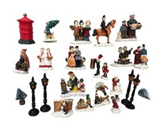 Vintage 1994 Mercuries Christmas Village 35 Pc Figurines Lamp Posts Holiday Set picture