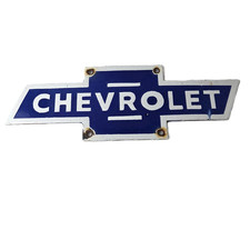 Vintage Chevrolet Advertising Sign - Porcelain Bow Tie Dealership Truck Sign picture