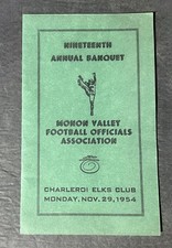 Monon Valley Football Officials Assoc. Banquet Program Charleroi Elks Club 1954 picture