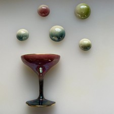 Rare Vintage Ceramicraft MCM Martini Glass Wall Pocket with 5 Iridescent Bubbles picture