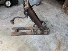Antique Barn Beam Timber Frame Auger Drill Hand Crank Wood Cast Iron Press Tool picture