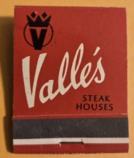 Valle's Steak Houses Restaurant Vintage Unused Matchbook D16 picture