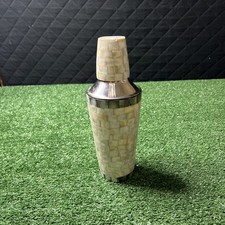Nicole Miller Mother Of Pearl Cocktail 🍸 Shaker With Matching Pearl Lid RARE picture