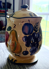 Vintage Home Trends Small Grenada Ceramic Canister w/ Lid 8.5” picture