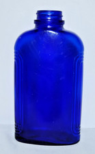 Vintage Cobalt Blue Glass Bottle Art Deco 1934 Hazel Atlas Design Patent 93752 picture