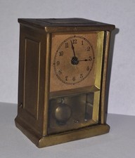 RARE UNUSUAL ANTIQUE EARLY YALE CARRIAGE CLOCK WORKING PENDULETTE CIRCA 1880 picture
