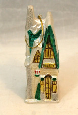 Vintage English Tudor Bakery Ceramic Hand Painted Hanging Christmas Ornament picture