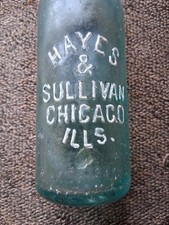 Vintage Hayes & Sullivan Hutchinson Soda Bottle Chicago Il picture