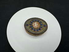 Antique French Cameo & Jeweled Enamel Gilt Compact Box picture