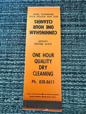 Vintage Cunningham One Hour Cleaners Texarkana Texas Matchbook Cover Ad picture