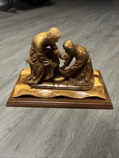 Jesus “Washing Of The Feet” Carving From The Holy Land, 12” picture