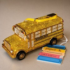 Piper K Yellow School Bus Ornament Pave Glass Crystals Collectible Teacher Gift picture