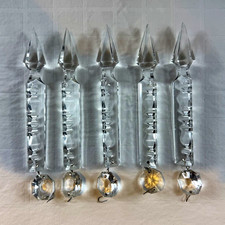 Clear Faceted Crystal Chandelier Prism Drops w/ Octagon Connector 6
