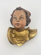 Antique Swiss Hand Carved Wood Angel Cherub Wall Plaque J. Strässle Luzern picture