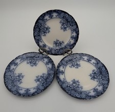 Set of 3 Vintage Flow Blue Floral 9” Round Plates picture