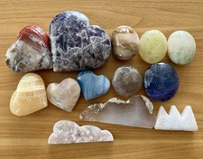 Crystal WHOLESALE Lot 13pcs Heart Palm Mountain Carvings Mineral Citrine Calcite picture