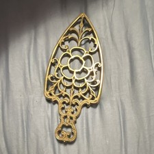 Gold Tone Metal Floral Flower Trivet with Metallic Finish, Novelty Shape picture