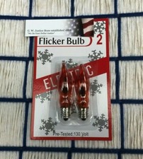CARDof2 new C7 AMBER FLICKER FLAME LIGHT BULB E12 candelabra flickering 7¢ ship* picture