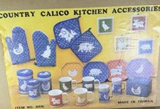 Country Calico Kitchen 1980’s  Set Farm Animals  Never opened rare picture