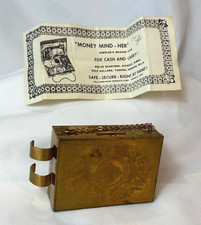 Vtg Zell Money Mind-Her Jeweler's Bronze Case Combo Cash & Carry Powder Box picture