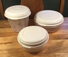 3 Rubbermaid Servin’ Saver Storage Containers~ 14 oz, 1.7 pt & 1.4 pt ~Almond picture