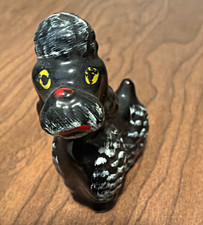 Black & White Ceramic Dog Figurine Hand Painted Glazed Finish Small picture