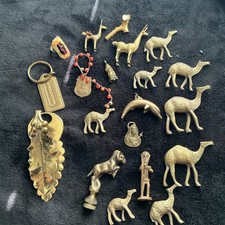 vintage Solid brass Figurines, oddities, jewelry poeces lot 20 pieces picture