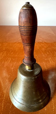Vintage Brass Hand Bell Wood Handle 5.75