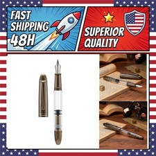 Asvine P30 Piston Fountain Pen Extra Fine Nib Brass Retro Transparent Acrylic picture