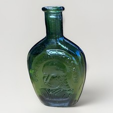 VTG Wheaton Green Glass Benjamin Franklin Bitters Embossed Miniature Bottle PR21 picture