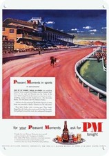 1951 PM WHISKY REPLICA METAL SIGN - RACE HORSE CITATION GRAMATLY Art at PIMLICO picture