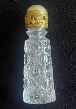 Vintage Czech IRice miniature Perfume Bottle w/ Faux Pearl Top and Dauber MINT picture