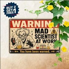 Mad Science Laboratory Metal Sign Funny Scientist Chemistry Tin Plaque picture