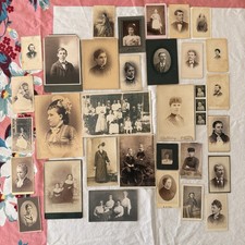 Antique Victorian Edwardian Cabinet Card CDV Photo Lot 32 Portraits Family RPPC picture