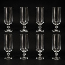 Vintage Claudia Bohemia Crystal Champagne Flutes Set of 8 - 6.5