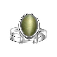 Cat Eye 925 Silver Adjustable Ring | Astrological Unisex For Wealth & Health picture
