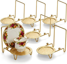 Gold Tea Cup and Saucer Stand - Elegant 6 Cup Holder for Display and Organizatio picture