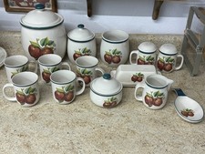 14pc Vintage Casuals By China Pearl Apples Mugs Canisters S&P Shakers Creamer picture