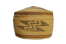 Antique NW Native American Lidded Woven Basket Pictorial Geometric Polychrome 6