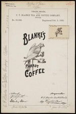 Photo:St Louis Missouri 1895 C F Blanke Parrot Coffee Tea Trade Mark Logo picture