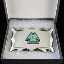 Vtg Southwestern Turquoise Arrowhead Belt Buckle Silver Tone Western Native 60g picture