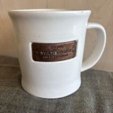 Retired Starbucks Mug Ivory White Copper Starbucks Badge Handle 16 oz 2010 picture