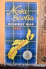 1959 Nova Scotia Canada Highway Map Tartan Canada's Ocean Playground picture